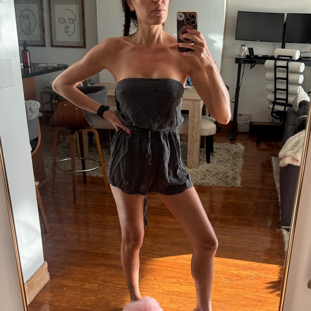 Black Strapless American apparel romper Romper can be tied multiple ways